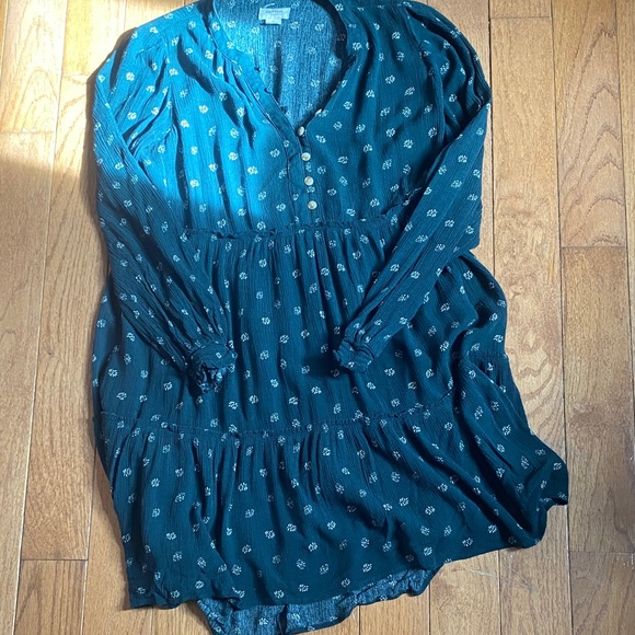 UpWest Women's Forest Green Floral Long Sleeve Dress - Picture 11 of 15